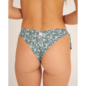 Braga de bikini brasileña con lazos y estampado de flores