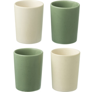 J-Line tasse - céramique - vert/blanc - boîte de 4