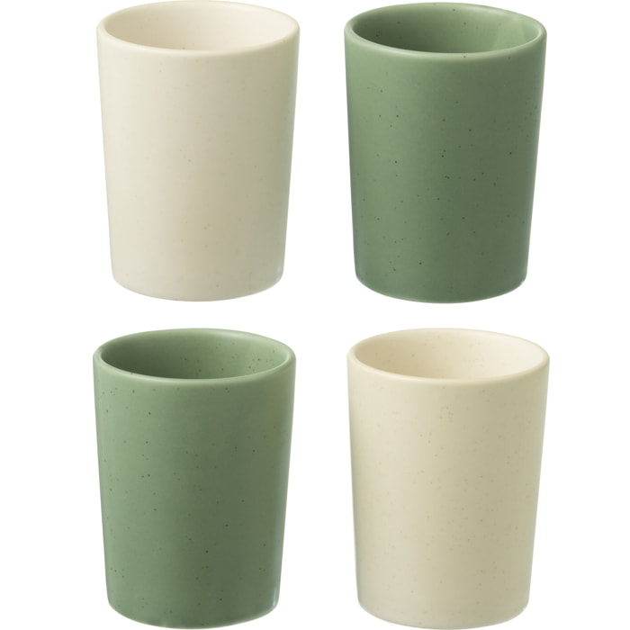 J-Line tasse - céramique - vert/blanc - boîte de 4