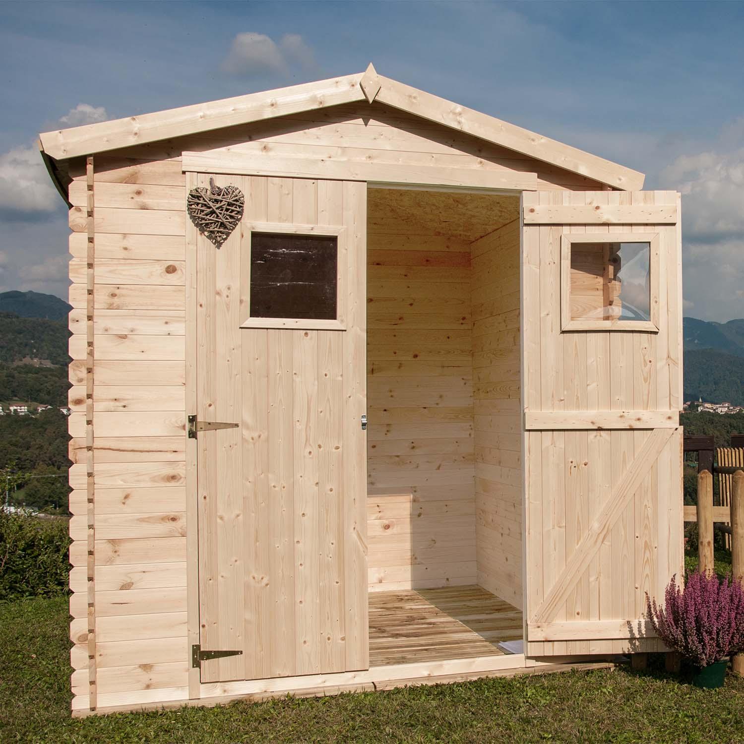 Giada - Casetta da giardino in legno di abete casetta da esterno 180x130x218H cm blockhouse ripostiglio da esterno