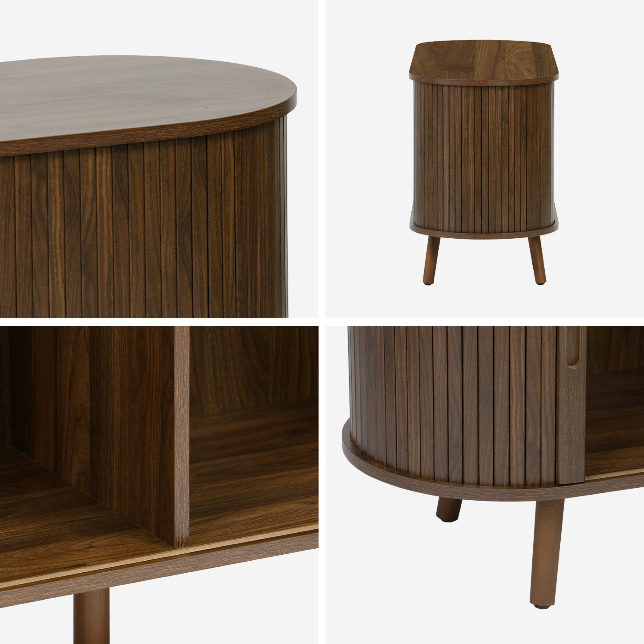 Meuble TV scandinave décor bois rainuré 2 portes coulissantes 120cm LEGACY