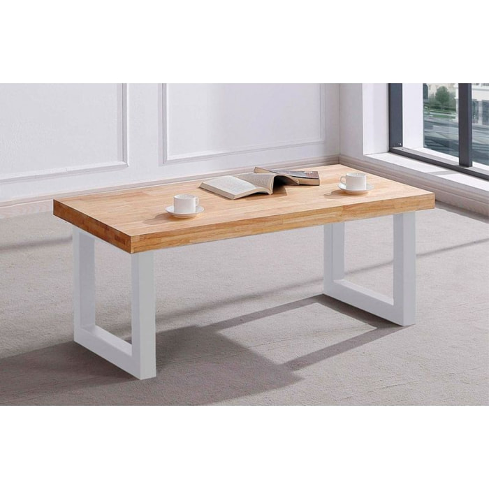 Mesa de centro elevable con almacenaje oculto en roble salvaje y blanco 120x47,5-62 cm Loft Roble salvaje - Blanco