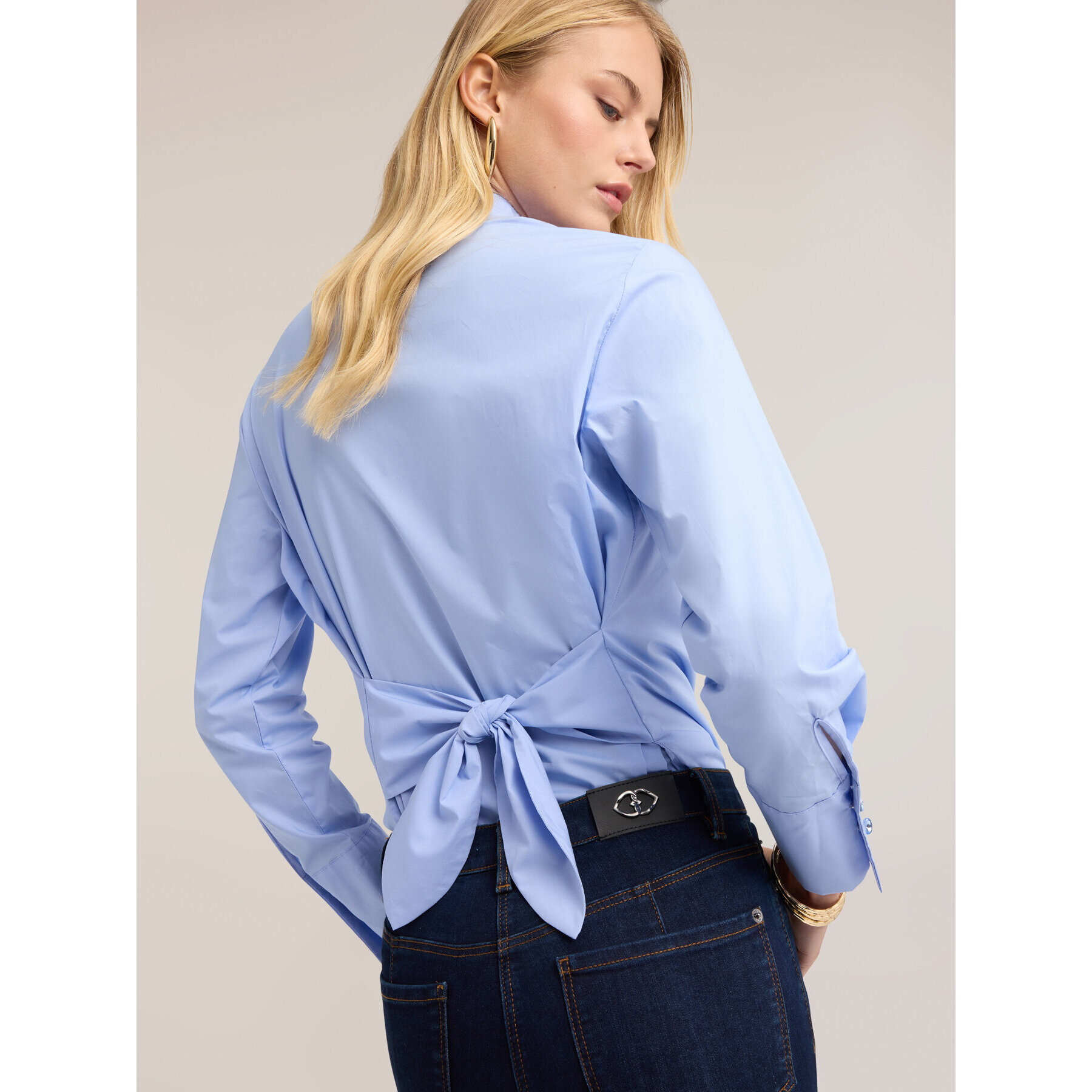 Motivi - Camicia in popeline con colletto button-down - Azzurro