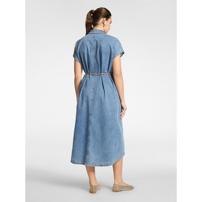 Elena Mirò - Vestido de denim con cinturón - Light - blue