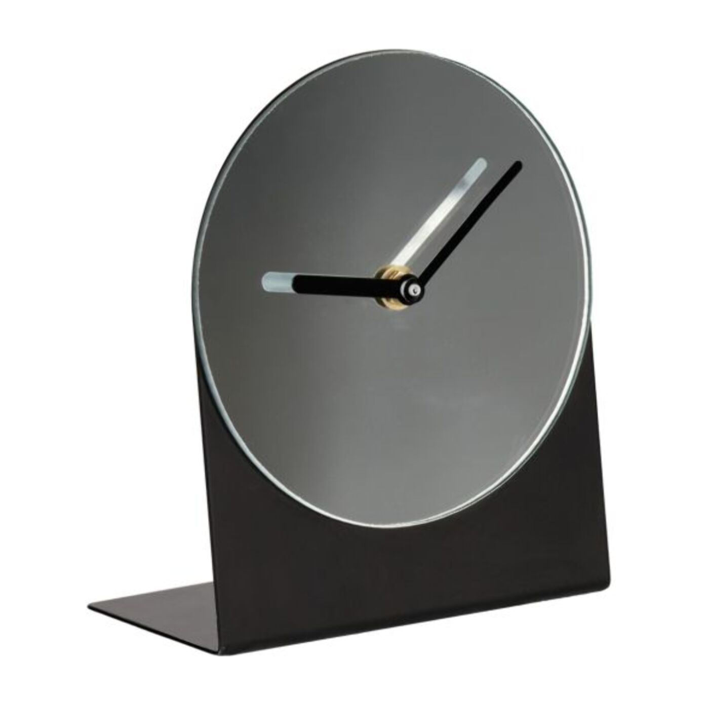 Horloge Minimaliste en Métal Noir avec Miroir - Design Élégant H. 18 cm - TIME