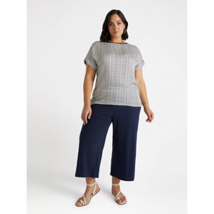 Fiorella Rubino - Pantaloni cropped ampi in jersey - Blu