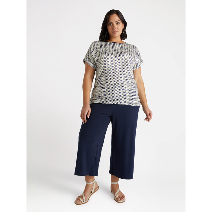 Fiorella Rubino - Pantaloni cropped ampi in jersey - Blu