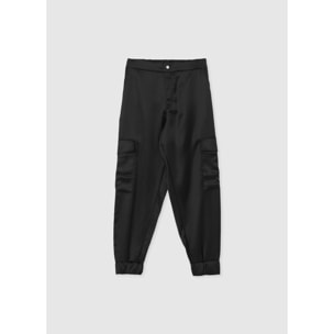 Pantalone cargo effetto raso