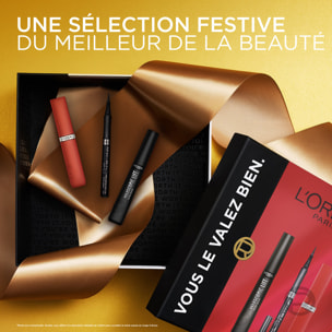 L'Oréal Paris Telescopic Lift Noir, Felt tip Eyeliner Noir, Infaillible Matte Resistance Rouge.