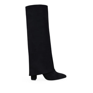Botas altas negras con polaina y tacón
