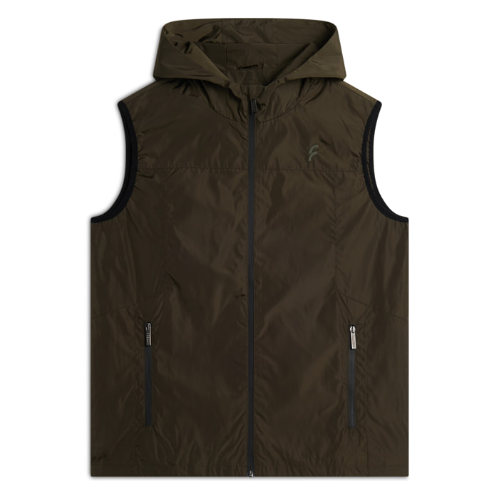 Gilet Uomo in Poliestere con Cappuccio e Full Zip