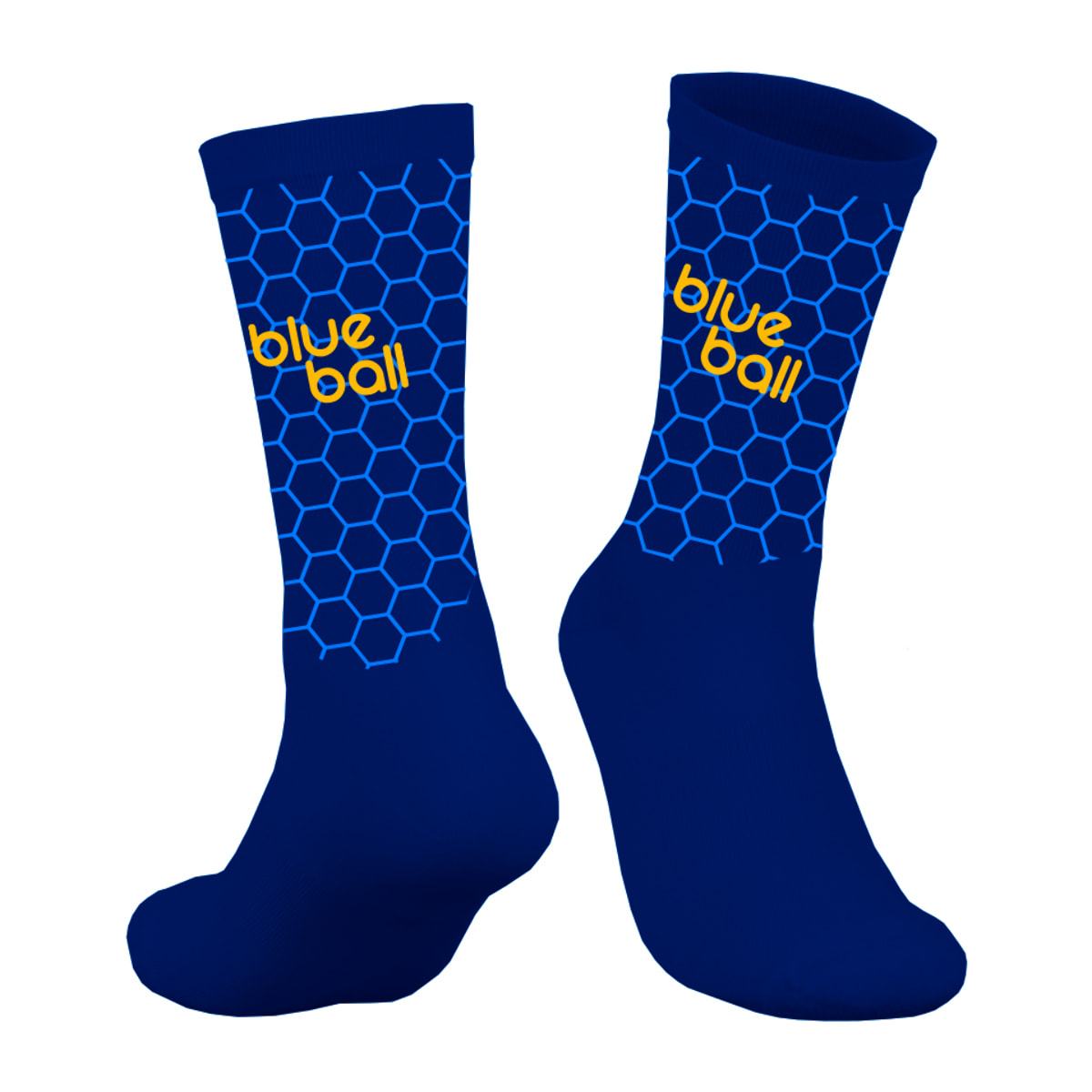 Calcetines de compresión unisex BLUEBALL Peloton - Azul con logo amarillo