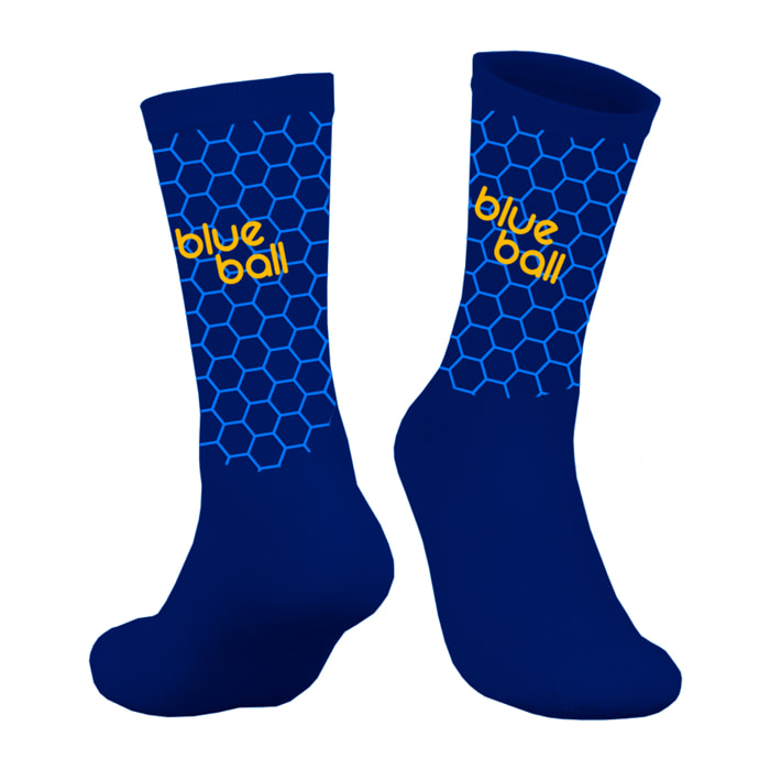 Calcetines de compresión unisex BLUEBALL Peloton - Azul con logo amarillo