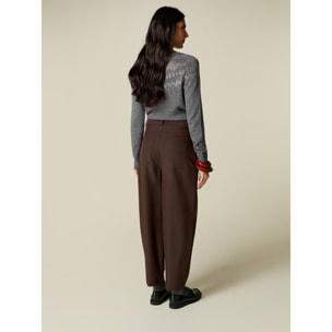 Oltre - Pantaloni carrot in twill - Marrone