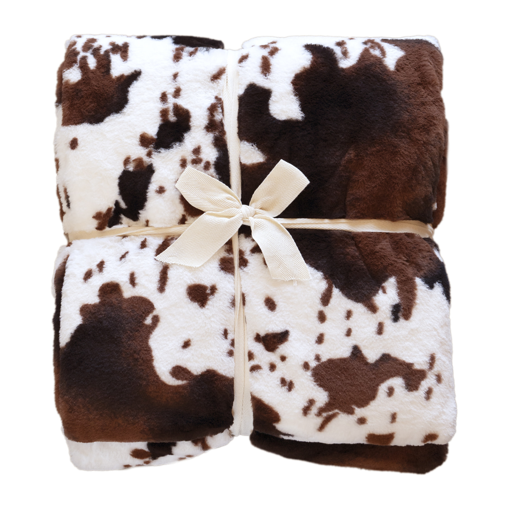Plaid doux à motif peau de vache avec dos en velours - Marron Foncé