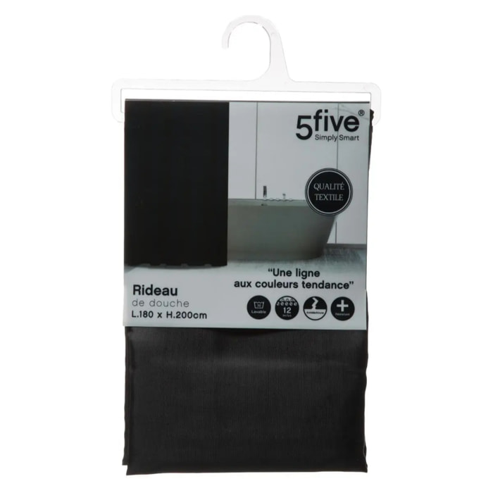 Rideau de douche 180x200cm Noir Colorama