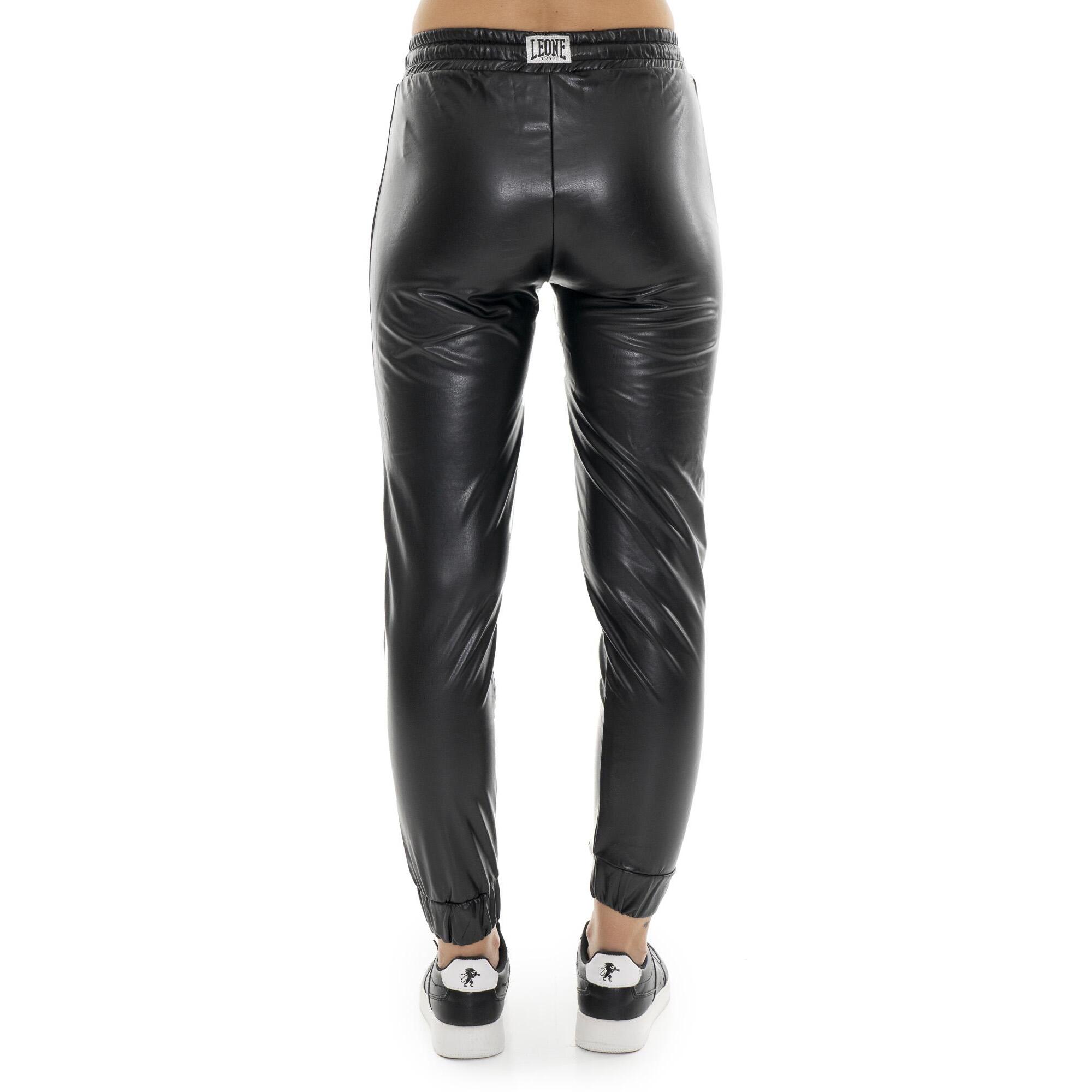 Joggers da donna in ecopelle con patch Leone 1947 Glam Winter
