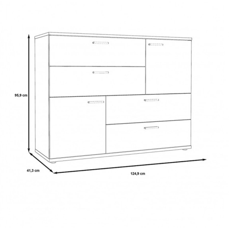 Commode 2 portes 4 tiroirs en bois - 5 coloris - SKY