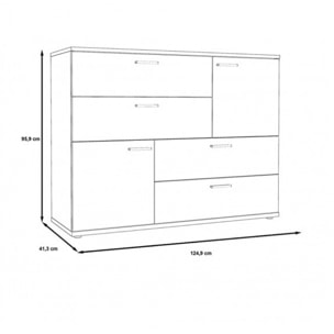 Commode 2 portes 4 tiroirs en bois - 5 coloris - SKY