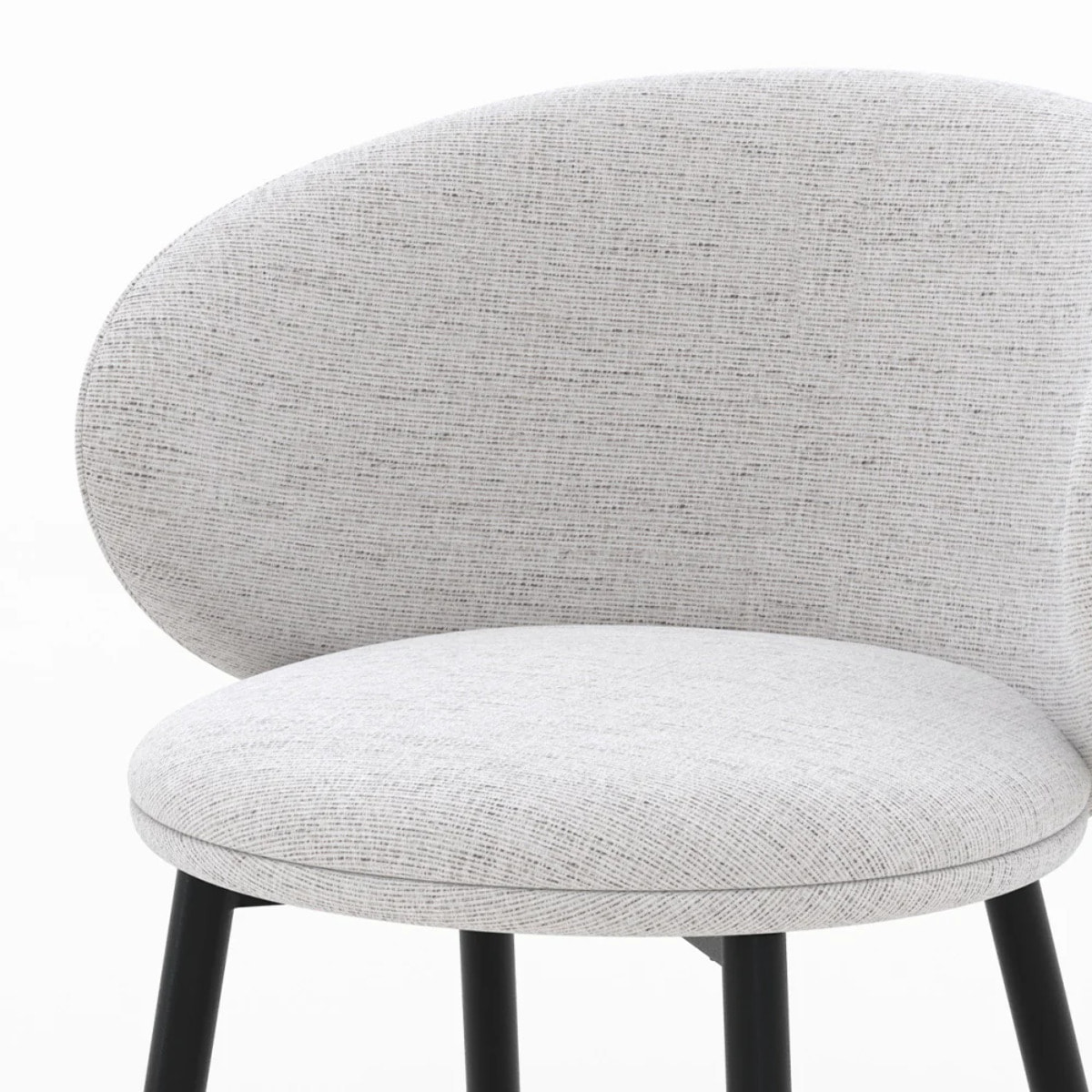 Lot de 2 chaises en tissu gris clair chiné et pieds noirs - Cécilia