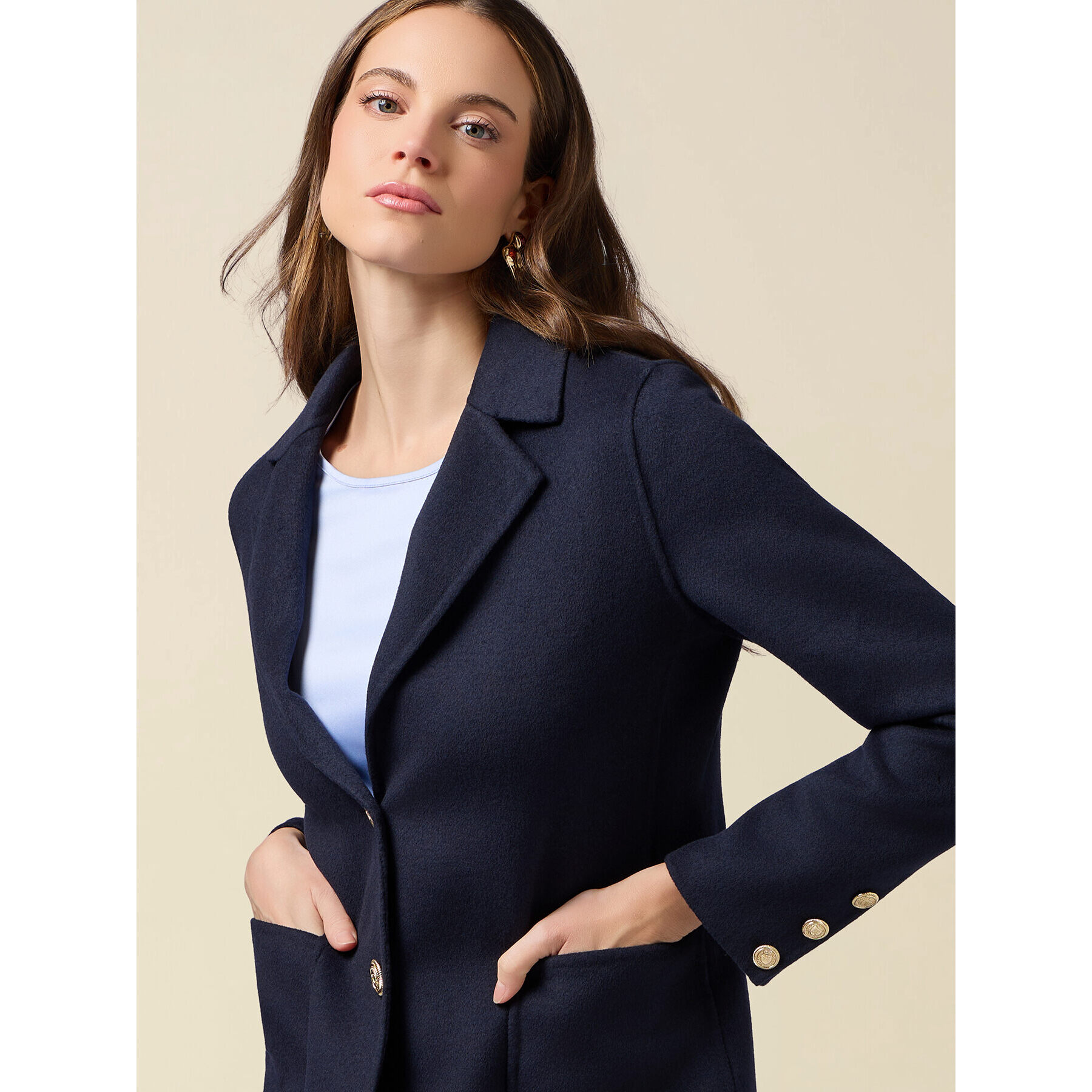 Oltre - Blazer in tessuto misto lana - Blu
