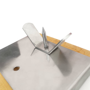 jamonero iberia luxe con cabezal giratorio, base de madera y acabados en acero inoxidable