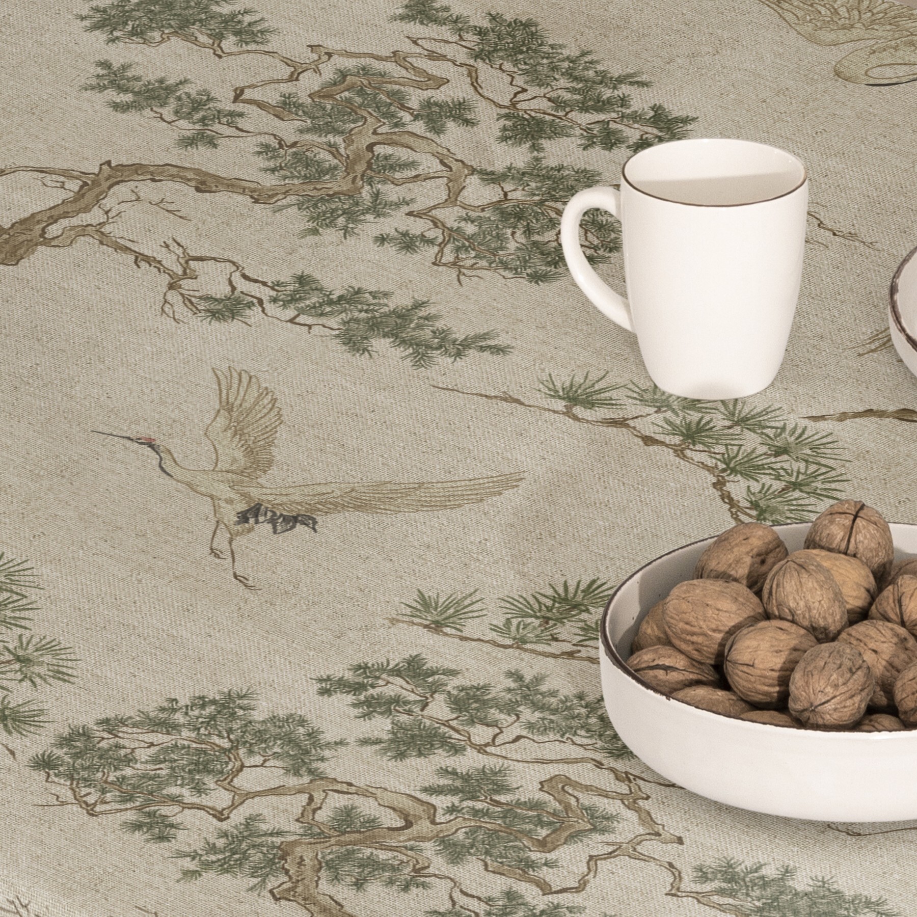 Mantel estampado antimanchas GARZA VERDE