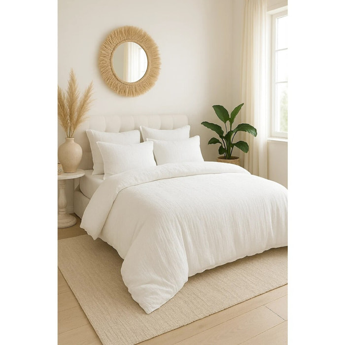 Parure housse de couette gaze de microfibre blanc