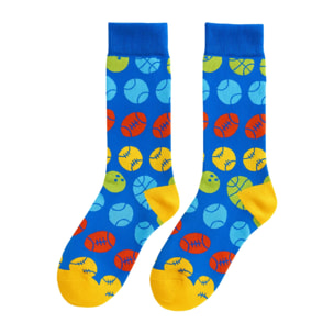 Calcetines Altos Divertidos Unisex con Dibujos de Pelotas de deporte, Talla única 27-35