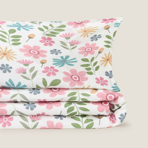 Funda nórdica algodón flores Kayla color blanco 100% Algodón percal