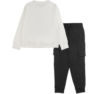 Chándal de invierno para niña Leone 1947 Nature, cuello redondo y pantalón cargo