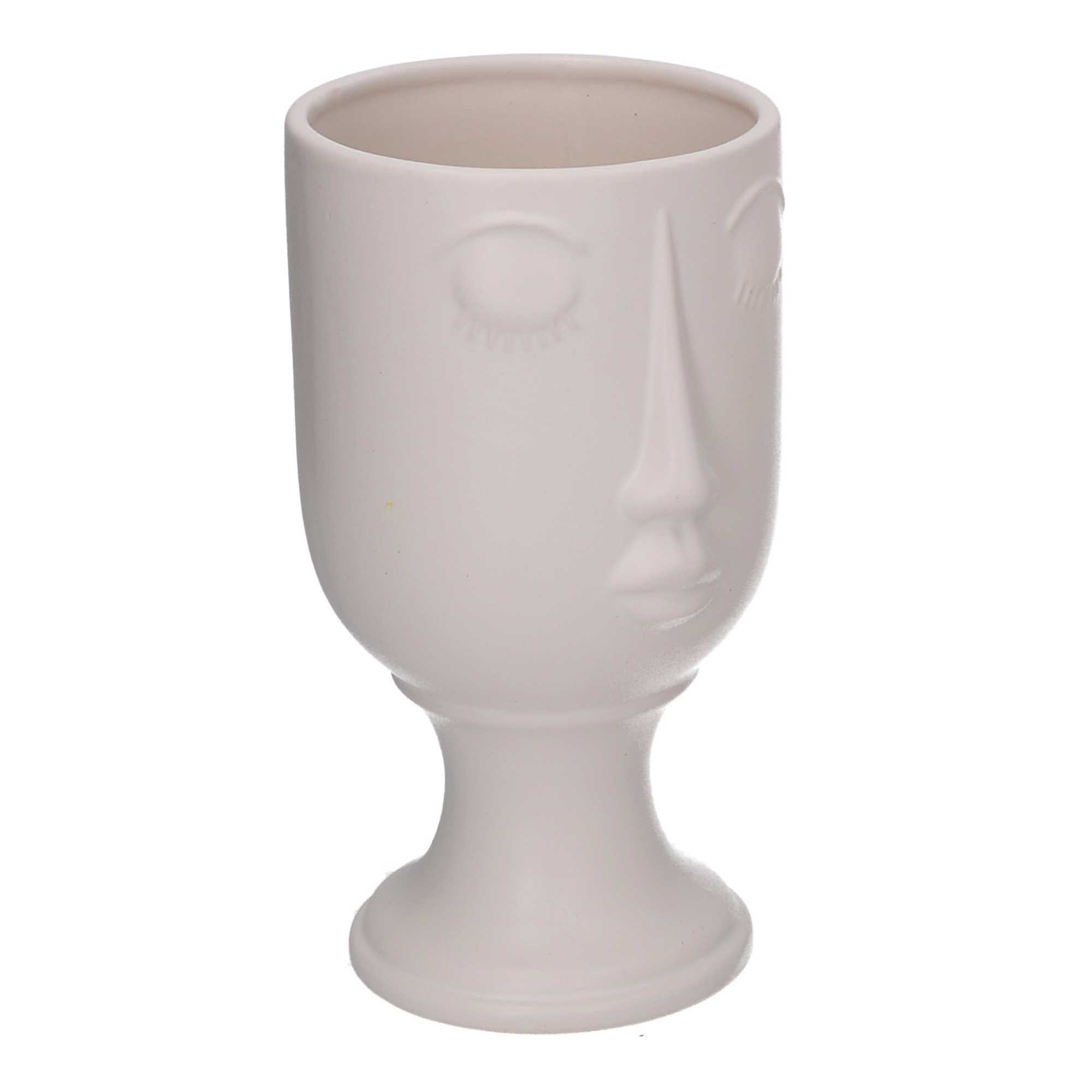 Portavaso in ceramica viso bianco cm12x11,2h21