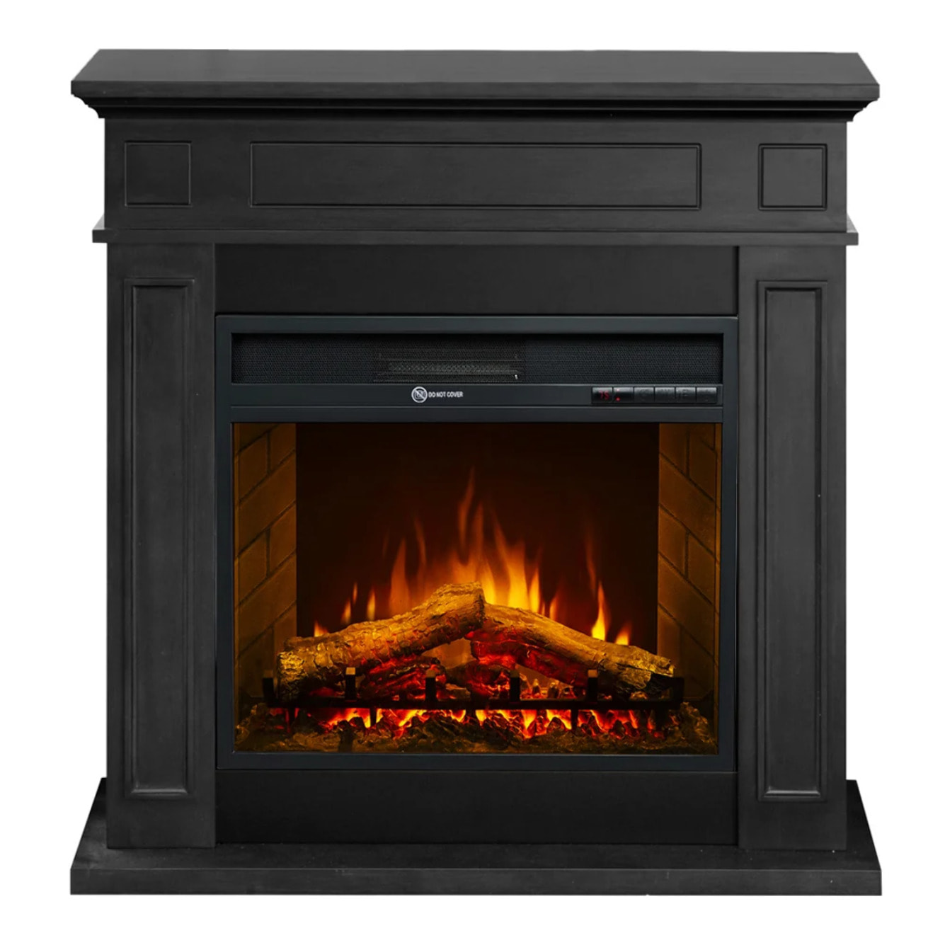 Jefferson - Camino Elettrico da Terra con Effetto Fiamma 89,5x90,5x28 cm in Legno Nero