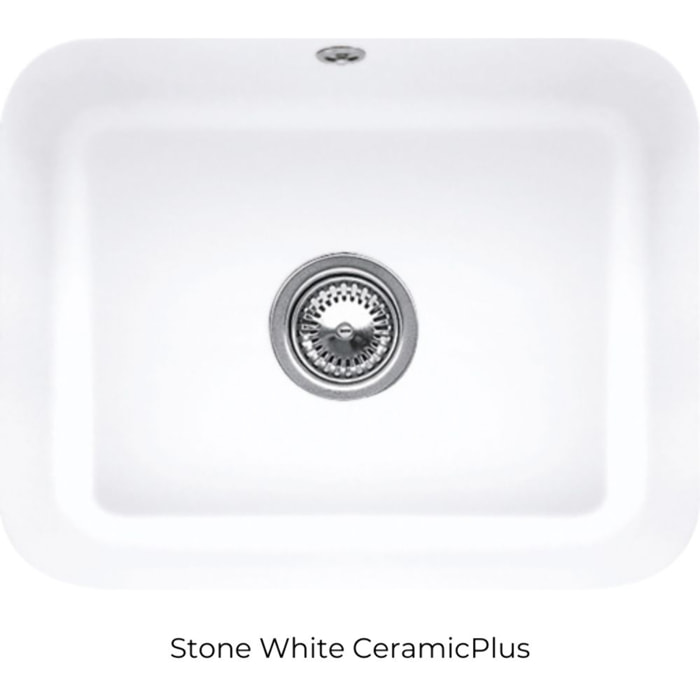 Evier 1 bac Cisterna 60C Stone White CeramicPlus avec vidage auto