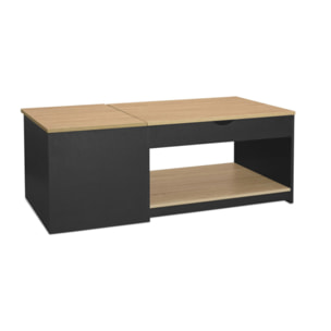 Table basse relevable + coffre Elina - 2 plateaux relevables