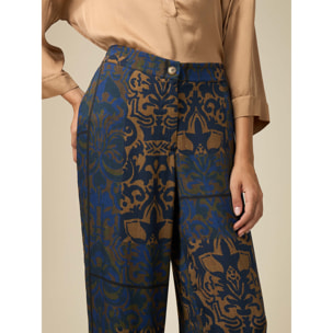 Oltre - Pantalón modelo palazzo de viscosa estampada - Azul