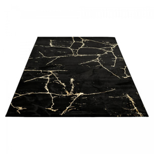 Tapis moderne Luru aux motifs abstraits de couleurs noir et or