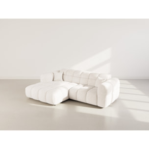 Mini Ray - Canapé d'angle gauche 4 places en tissu texturé - Beige