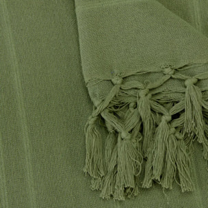 Jeté de lit Anjali 230x250 vert kaki en coton