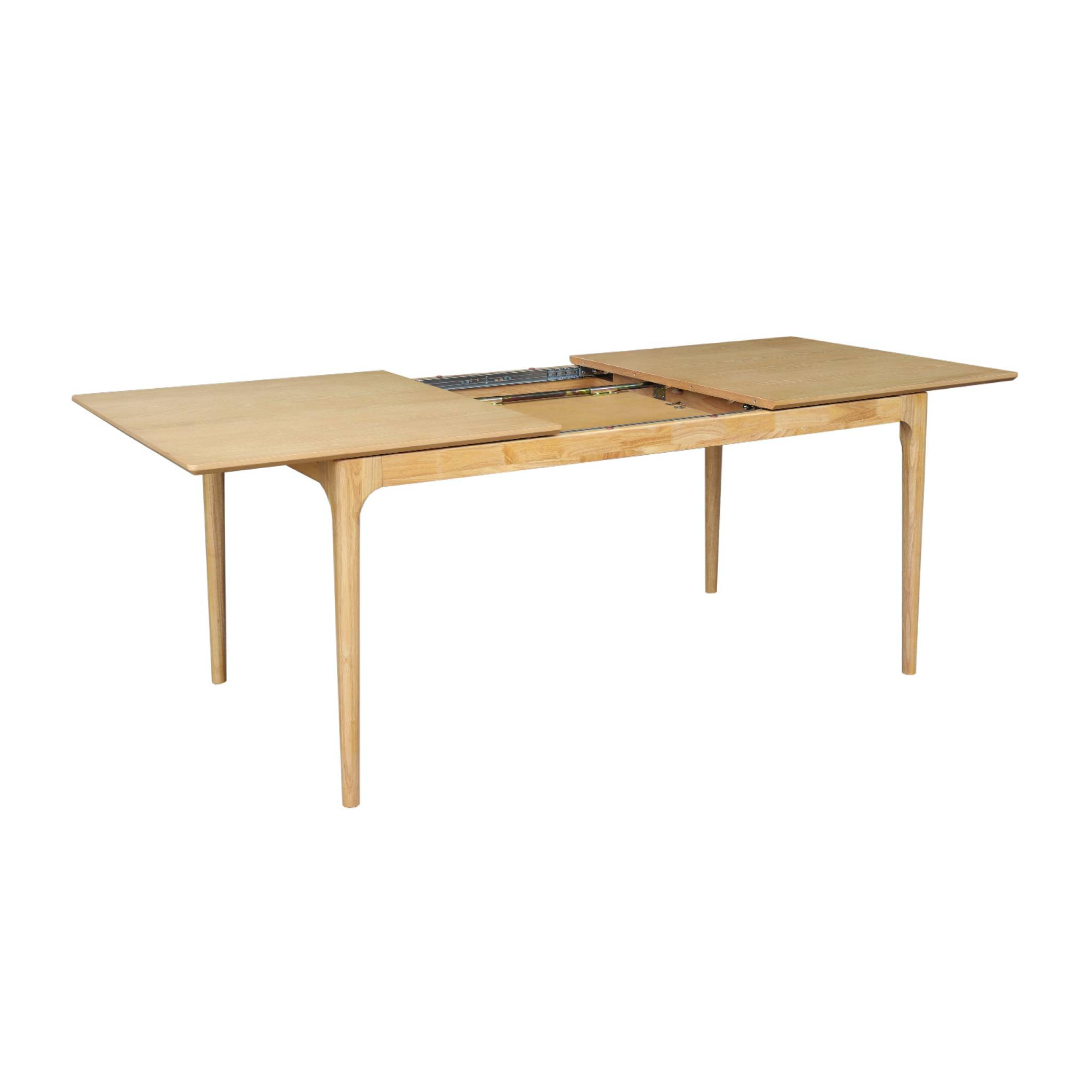 Table à manger rectangulaire extensible bois d'hévéa et placage frêne naturel 6-8 places - 160/210 x 90 x 76 cm - Elena