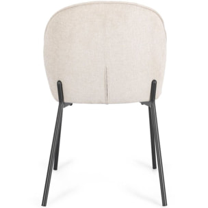 Set di sedie WENDY in tessuto beige e gambe acciaio nere