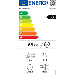 Lave vaisselle encastrable LG DB365TXS TrueSteam