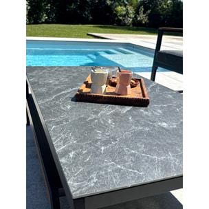 TADEO - Salon de jardin bas 5 places - Noir