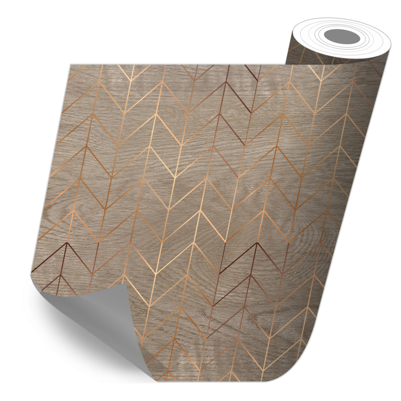 Stickers adhesivos de CERAMIKO - Madera con zigzag dorado 80x210