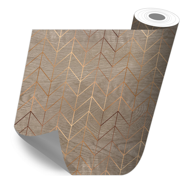 Stickers adhesivos de CERAMIKO - Madera con zigzag dorado 80x210