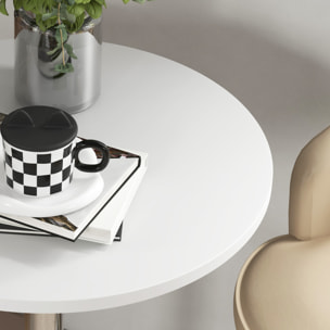 Table de bar ronde Ø 60 cm table bistro chic hauteur réglable 69-91 cm acier chromé blanc