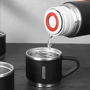 Set di thermos da 500 ml e 3 tazze isolanti. Mantenimento del freddo e del caldo da 6 a 12 ore.