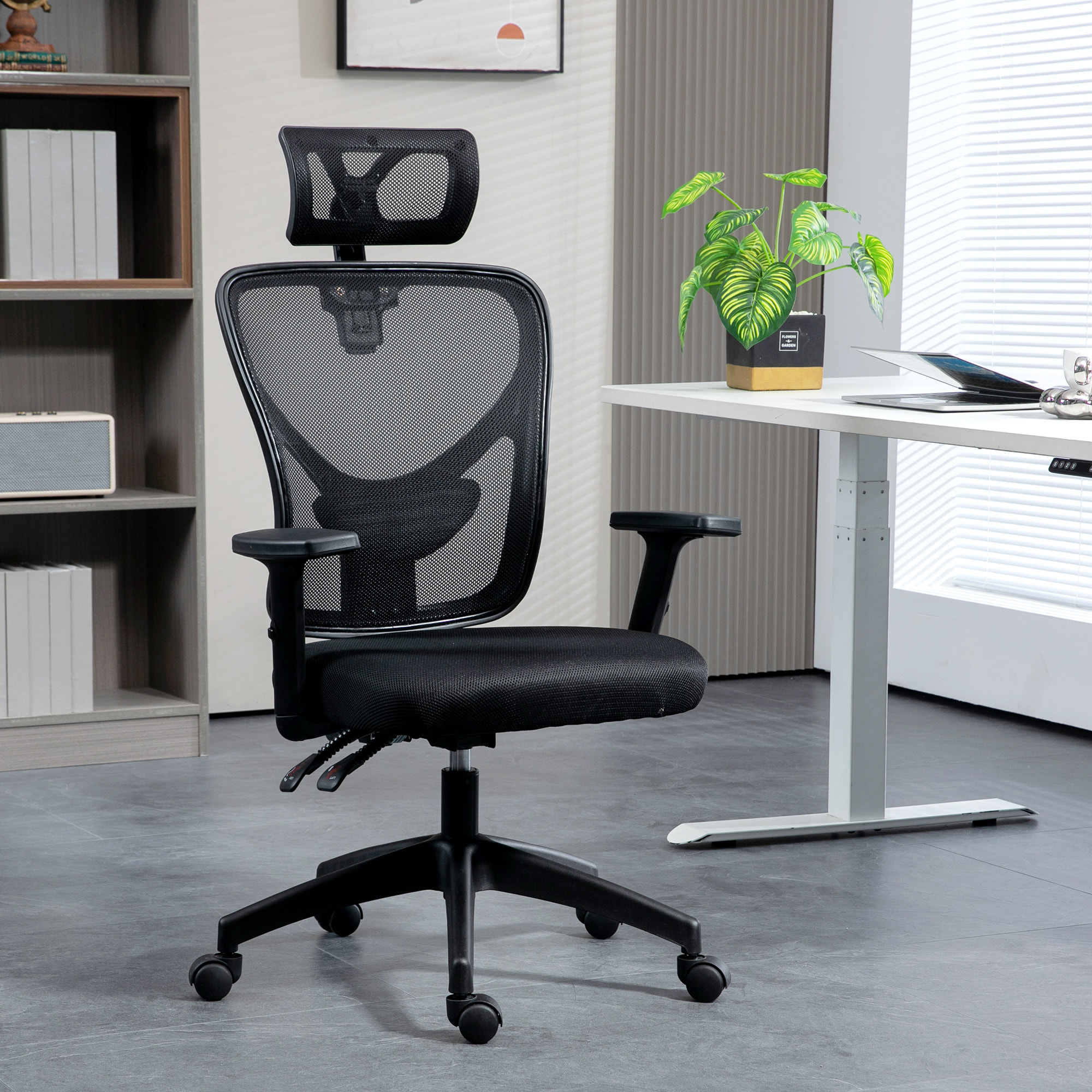 Fauteuil de bureau manager grand confort réglable dossier ergonomique inclinable pivotant tissu maille noir