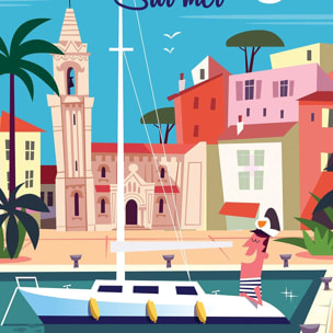 Affiche Vacances à Sanary Affiche sous cadre bois