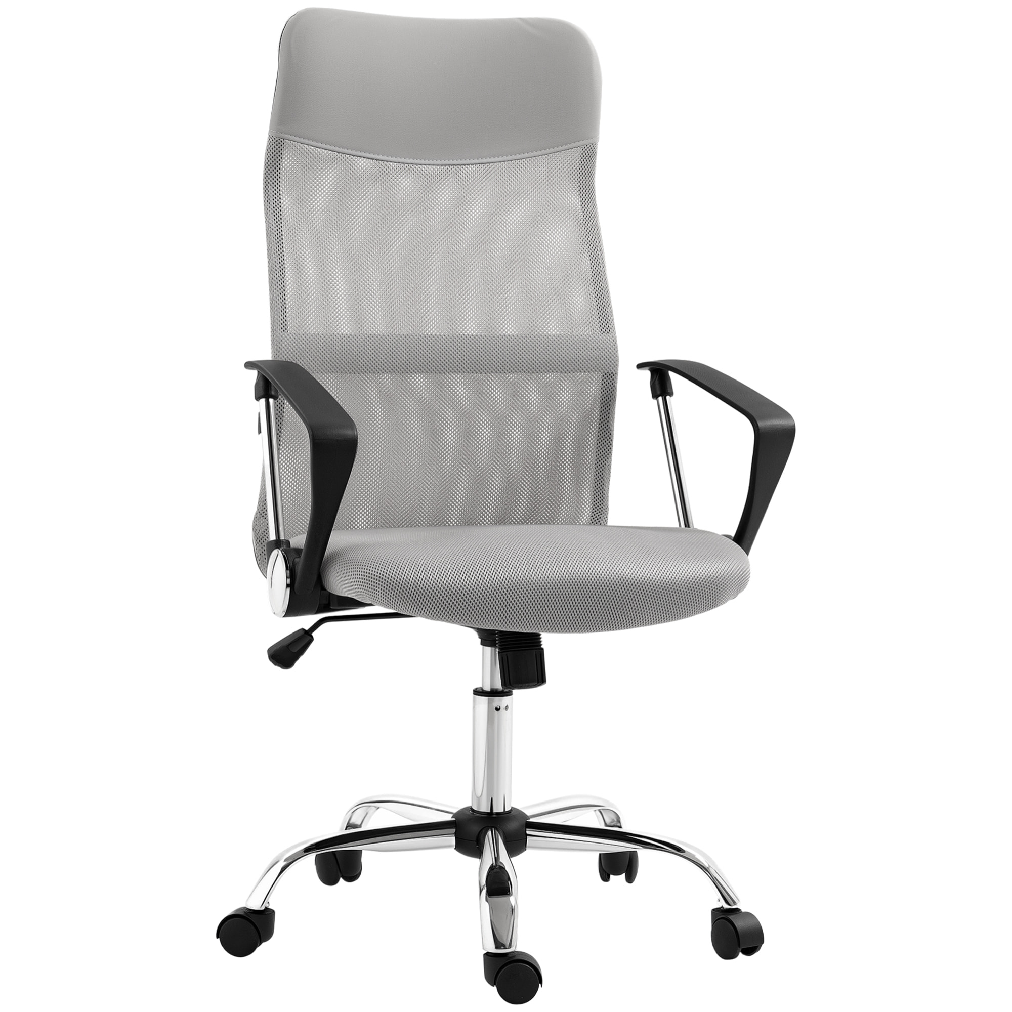 Silla de Oficina de Malla Silla de Escritorio Giratoria con Altura Ajustable Función Basculante Respaldo y Asiento Transpirable Carga 120 kg para Estudio Gris Claro